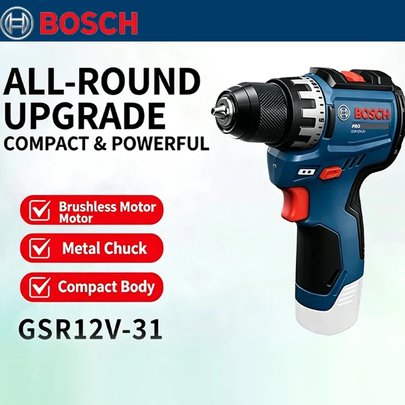 Power Tools Professional - บ๊อช GSR 12V-31 สว่านไฟฟ้าไร้แปรงถ่าน แรงบิดสูง ปรับความเร็วได้สองระดับ