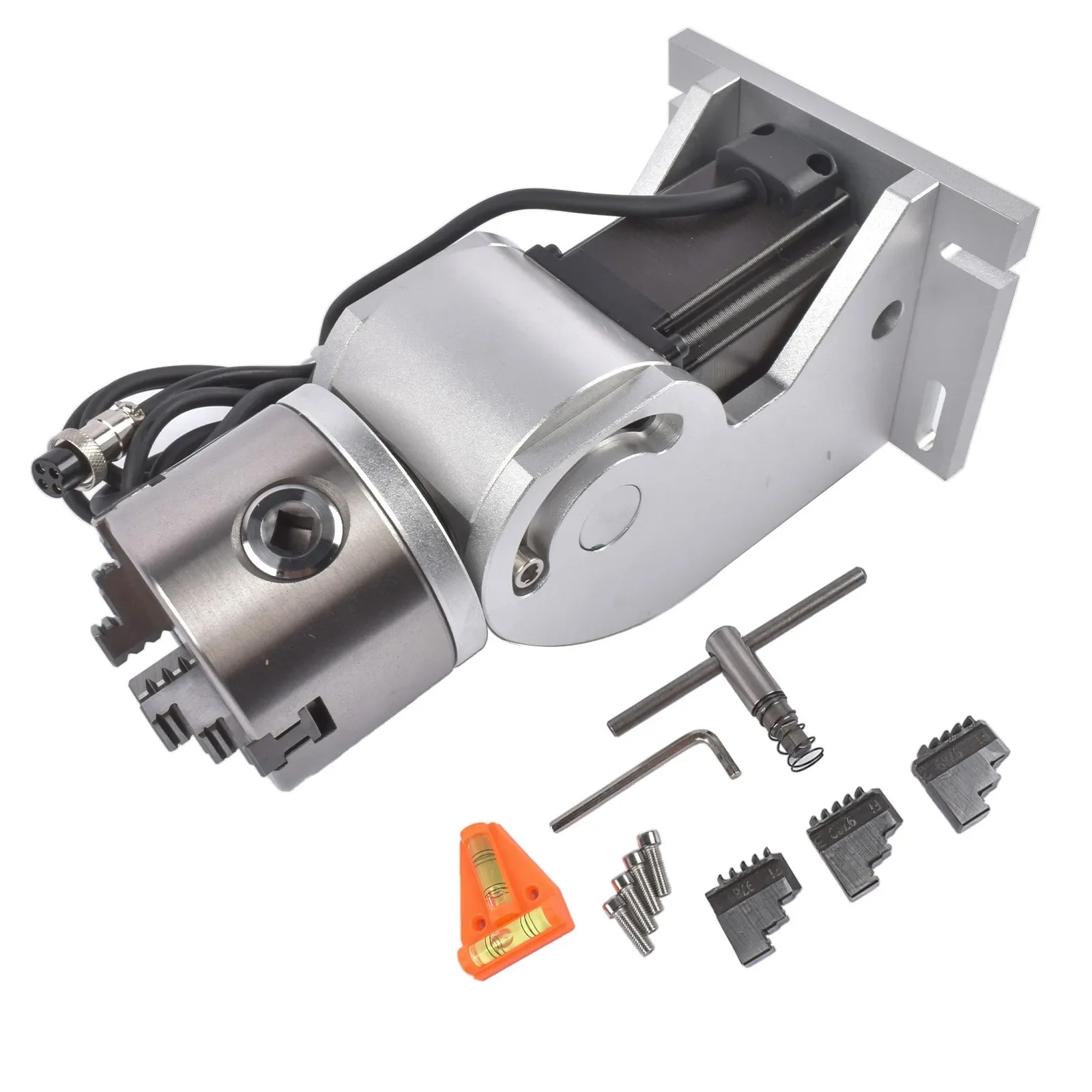Power Tools With Names - AP02 สำหรับเครื่องแกะสลักด้วยเลเซอร์ไฟเบอร์ ชิ้นส่วนและอุปกรณ์เสริมเครื่องมือไฟฟ้า หัวจับหมุนสำหรับเครื่องกลึง 80 มม.